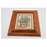 Hand-Painted Floral Artwork on Plastic