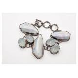 Sterling Silver Mother of Pearl Statement Bracelet