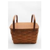 Woven Wood Picnic Basket with Hinged Lid