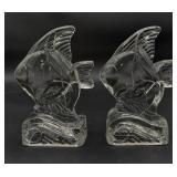 Pair of Clear Glass Fish Paperweights