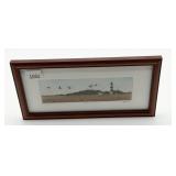 Framed Lighthouse Print with Flying Birds