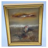 Framed Abstract Painting Signed and Dated