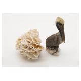1991 Castagna Pelican Figurine With Coral