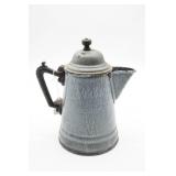 Gray Graniteware Coffee Pot