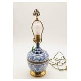 Porcelain Table Lamp With Blue Floral Design