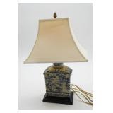 Blue and Beige Table Lamp with Asian Motif