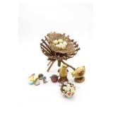 Decorative Bird Figurines and Nest Set