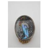 Oval Vanity Brush with Painted Inlay Design