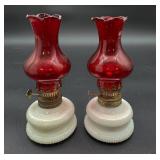 Vintage Red Glass Mini Oil Lamps