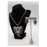 Elephant Necklace & Earrings
