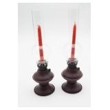 Small Metal Oil Lamps with Chimneys