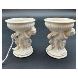 White Ceramic Cherub Figural Vases