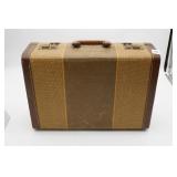 Vintage Hard Shell Suitcase with Fabric Lining