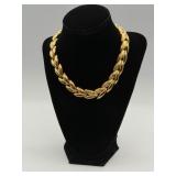 Gold Tone Double Leaf Necklace