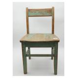 Wooden Chair with Distressed Green Paint