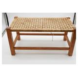 Wooden Bench With Woven Seat