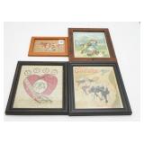 Four Framed Vintage Prints