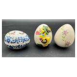Three Decorative Ceramic Eggs