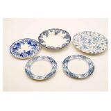 Five Blue and White Plates