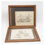 Framed Sketch Prints Steamboats by Donabeth Jones