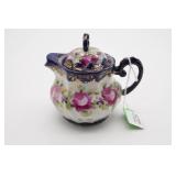 Porcelain Floral Teapot with Gold Accents