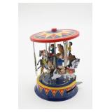 Tin Wind-Up Carousel Toy With Riders