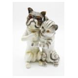 Porcelain Bulldog and Cat Bank by