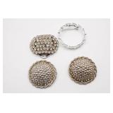 Silver Tone Button Covers & Silver Tone Brooch