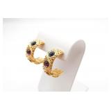 Napier Gold Tone Multi Color Earrings