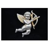 2" Sterling Silver Cherub Brooch/Pendant