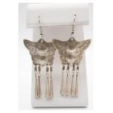2" Sterling Silver Butterfly Dangle Earrings