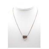 16" Sterling Silver Chain with Silver/Gold Heart