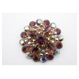 Vintage Purple Aurora Borealis Rhinestone Brooch