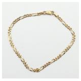 14KT Gold Figaro Chain Bracelet 3.42 Grams
