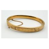 12KT GF Flower Etched Bangle Bracelet
