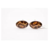 Tiger Print Sterling Silver Cuff Links