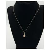 Sterling Silver Chain with Fire Opal Pendant