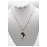 Sterling Silver Dolphin Pendant on Box Chain