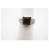 Sterling Silver Smoky Quartz Ring Size 6