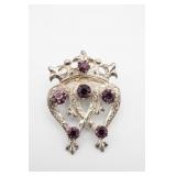 Sterling Silver Ward Brothers Amethyst Brooch