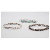 (3) Sterling Silver and Rhinestone Bracelets