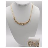 Trifari Gold Tone Necklace and Matching Earrings