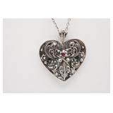 Sterling Silver w/ Ruby Franklin Mint Heart