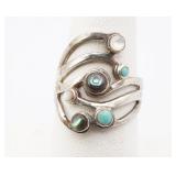 Sterling Silver Ring w/Abalone, Mother of Pearl &