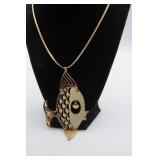 Vintage 14KGP Enamel and Gold Articulated Fish
