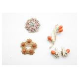Sarah Coventry (2) Gem Stone Brooches and (1) GT