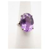 Sterling Silver Oval Purple Ring Size 7.5