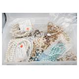 Container of Assorted Pearl and Bead Necklaces
