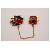Monet Red and Black Enamel Double Brooch