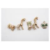 Vintage Brooches (2) Giraffe, Owl, Frog &